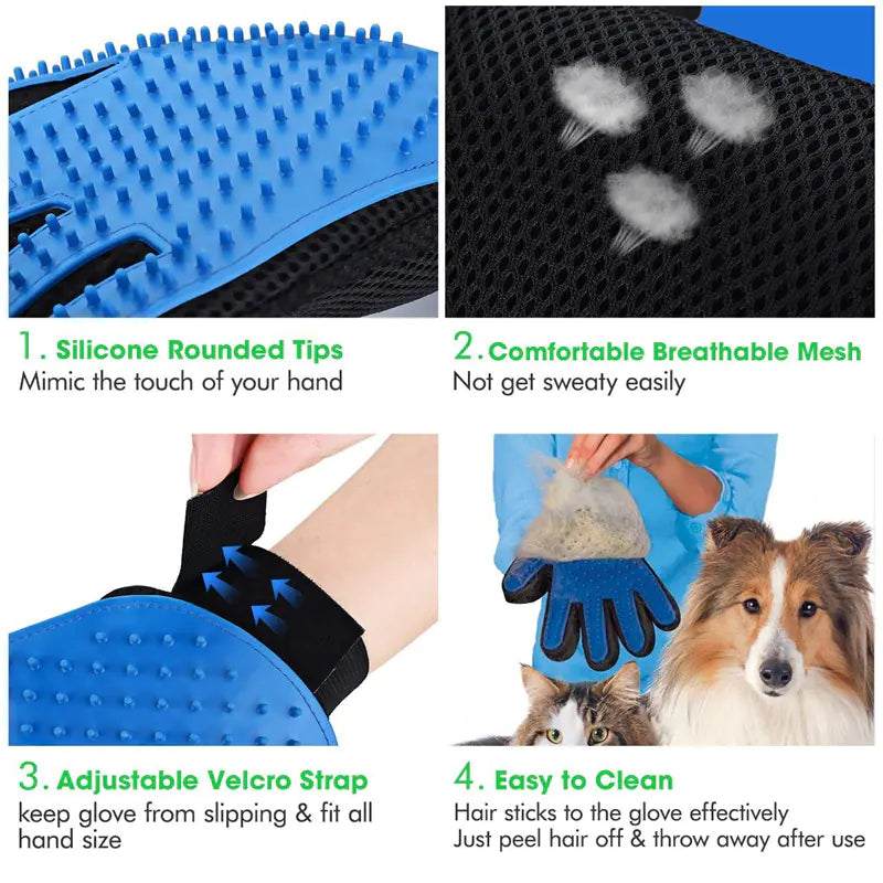 Gants de Toilettage en Silicone pour Chiens et Chats